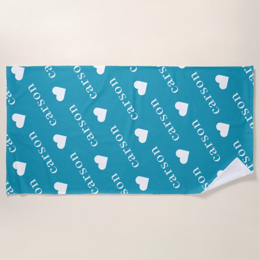 Blauwgroen blauwe, eenvoudige, persoonlijke herhal strandlaken (Voorkant)