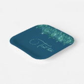 Blauwgroen blauwe elegante glans papieren bordje (Gebogen)