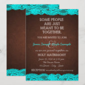 Blauwgroen Blauwe en Bruine Rustieke Country Weddi Kaart (Voorkant / Achterkant)