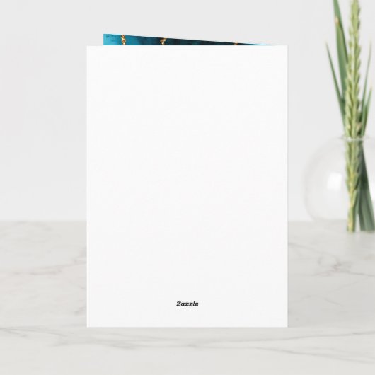 Blauwgroen Blauwe en Gouden Agaat Marmeren Bruilof Bedankkaart (Achterkant)