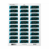 Blauwgroen Blauwe en Gouden Agaat Marmeren Bruilof Etiket (Full Sheet)