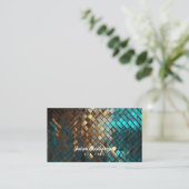 Blauwgroen Blauwe en Gouden Draak Faux Glitter Visitekaartje (Staand voorkant)