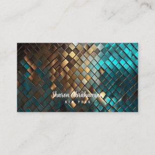 Blauwgroen Blauwe en Gouden Draak Faux Glitter Visitekaartje