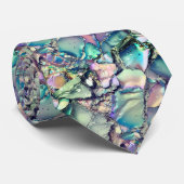 Blauwgroen Blauwe en Gouden Glitter Agaat Stropdas (Opgerold)