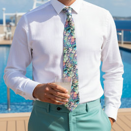 Blauwgroen Blauwe en Gouden Glitter Agaat Stropdas