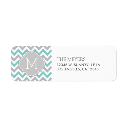 Blauwgroen Blauwe en Grijze Moderne Chevron met Etiket