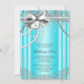 Blauwgroen Blauwe en Grijze Parel Eerste Communie Kaart (Voorkant)