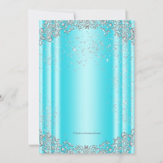 Blauwgroen Blauwe en Grijze Parel Eerste Communie Kaart (Achterkant)