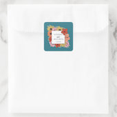 Blauwgroen Blauwe en Kleurrijke Bloemen Envelopzeg Vierkante Sticker (Tas)