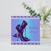 Blauwgroen Blauwe en Paarse Birthday Party Kaart (Staand voorkant)