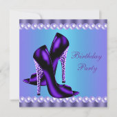 Blauwgroen Blauwe en Paarse Birthday Party Kaart (Voorkant)