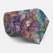 Blauwgroen Blauwe en paarse Glitter Agaat Stropdas (Opgerold)