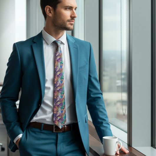 Blauwgroen Blauwe en paarse Glitter Agaat Stropdas