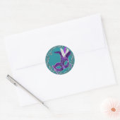 Blauwgroen Blauwe en Paarse Masquerade Ronde Sticker (Envelop)