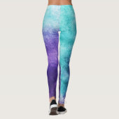 Blauwgroen blauwe en Paarse Waterverf Leggings (Achterkant)