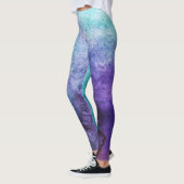 Blauwgroen blauwe en Paarse Waterverf Leggings (Links)