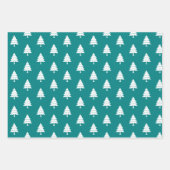 Blauwgroen blauwe en witte bomen Vroege kerstvakan Inpakpapier Vel (Voorkant 2)