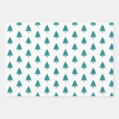 Blauwgroen blauwe en witte bomen Vroege kerstvakan Inpakpapier Vel (Voorkant)