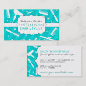 Blauwgroen blauwe en witte haarsalon visitekaartje (Voorkant / Achterkant)