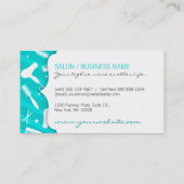 Blauwgroen blauwe en witte haarsalon visitekaartje (Achterkant)