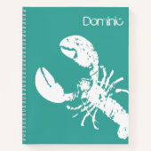 Blauwgroen blauwe en witte lobster afdrukken notitieboek (Voorkant)