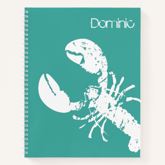 Blauwgroen blauwe en witte lobster afdrukken notitieboek (Voorkant)