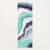 Blauwgroen, blauwe en witte marmervochtige kunst yogamat (Voorkant)