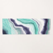 Blauwgroen, blauwe en witte marmervochtige kunst yogamat (Voorkant (horizontaal))
