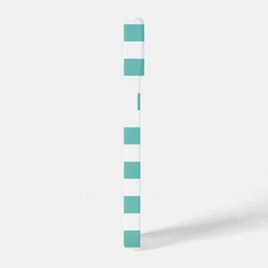 Blauwgroen blauwe en witte nautische strepen, aang iPhone hoesje (Rechterkant)