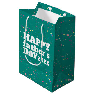 Blauwgroen Blauwe en Witte Vaderdag Verf Splatter Medium Cadeauzakje