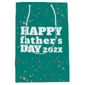 Blauwgroen Blauwe en Witte Vaderdag Verf Splatter Medium Cadeauzakje (Voorkant)
