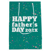 Blauwgroen Blauwe en Witte Vaderdag Verf Splatter Medium Cadeauzakje (Achterkant)