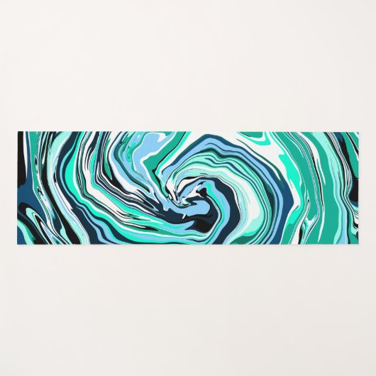 Blauwgroen, blauwe en witte zwepen Vloeiende kunst Yogamat (Voorkant (horizontaal))