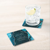 Blauwgroen Blauwe en Zilveren Agaat Marmeren Bruil Kartonnen Onderzetters (Insitu)