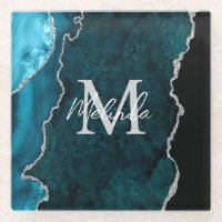 Blauwgroen Blauwe en Zilveren Marmeren Agaat