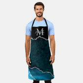 Blauwgroen Blauwe en Zilveren Marmeren Agaat Schort (Gedragen)