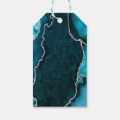 Blauwgroen blauwe en zilveren paardenweddenschappe cadeaulabel (Achterkant)