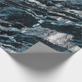 Blauwgroen blauwe en zilverkleurige textuur cadeaupapier (Hoek)