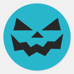 Blauwgroen Blauwe en Zwarte Jack-o-lantaarn pompoe Ronde Sticker