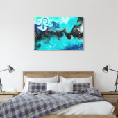 Blauwgroen, blauwe en zwarte marmertruien canvas afdruk (Insitu (Slaapkamer))