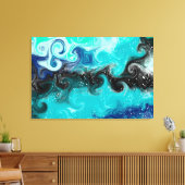 Blauwgroen, blauwe en zwarte marmertruien canvas afdruk (Insitu (Woonkamer))