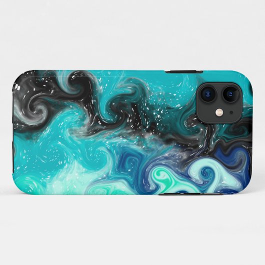 Blauwgroen, blauwe en zwarte marmertruien Case-Mate iPhone case (Achterkant (horizontaal))