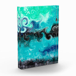 Blauwgroen, blauwe en zwarte marmertruien fotoblokken