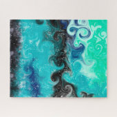 Blauwgroen, blauwe en zwarte marmertruien legpuzzel (Horizontaal)