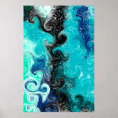 Blauwgroen, blauwe en zwarte marmertruien poster (Voorkant)