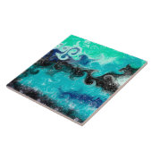 Blauwgroen, blauwe en zwarte marmertruien tegeltje (Zijkant)