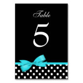 Blauwgroen Blauwe en Zwarte Polka Dots Bow Kaart (Voorkant)