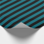 Blauwgroen blauwe en zwarte verticale streep cadeaupapier (Hoek)