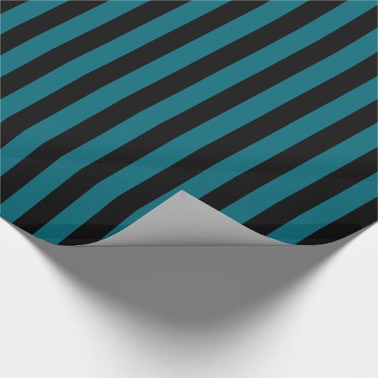 Blauwgroen blauwe en zwarte verticale streep cadeaupapier (Hoek)