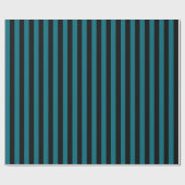 Blauwgroen blauwe en zwarte verticale streep cadeaupapier (Vlak)